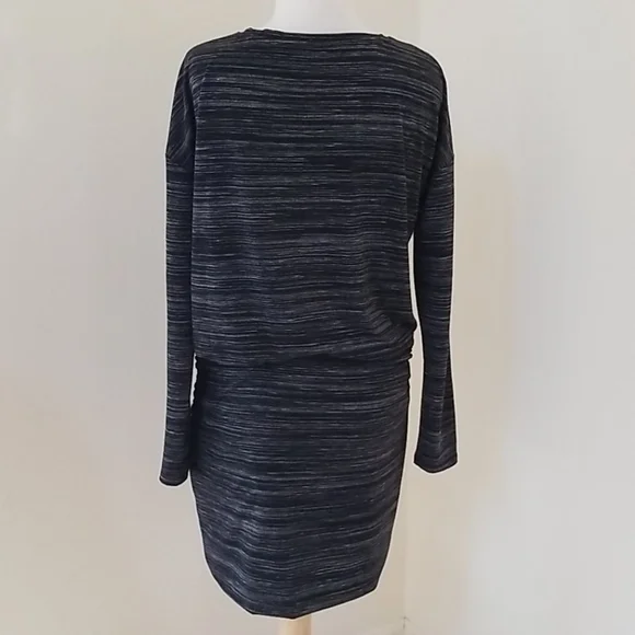 Athleta small black midi dress with ruched sides - Picture 3 of 8